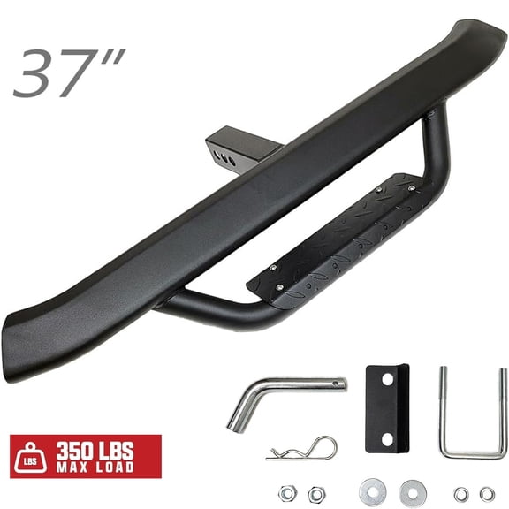 Universal Tow Hitch Trailer Hitch Step Bar For 2" Receiver Truck Heavy Duty Tow Hitch Step Bar Guard Drop Step Aero Black