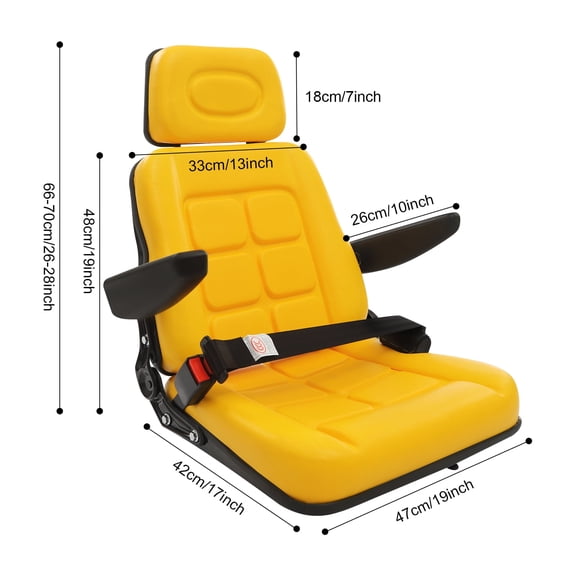 Universal Tractor Seat, Adjustable Tractor Seat, PVC Tractor Seat Yellow