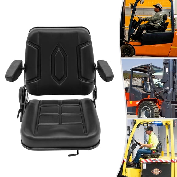 Universal Tractor Seat and Compact High Back Mower Seat with Adjustable Armrest for Most Mechanical Seats