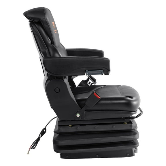 Universal Tractor Seat with Shock Absorption, Adjustable Back & Armrests - Fits Loader, Excavator, Forklift (Micro Switch & Seatbelt Included)