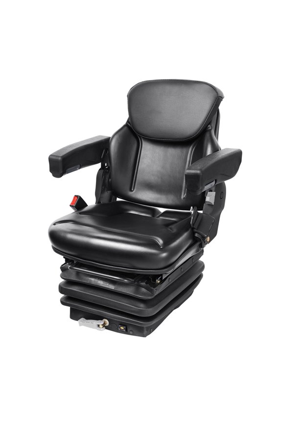 Universal Tractor seat Suspension, Fold Down Forklift Seat with Adjustable Angle Back, Micro Switch, Seatbelt and Armrests,High-Resilience PVC Mower Seat for Tractor Excavator, Skid Loader