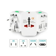 Universal Travel AC Adapter All in One 110220V Electrical Plug Adapter Works for 150+ Countries UK/ US/ AU/ EU/ CA Multi Plug 2 Pack