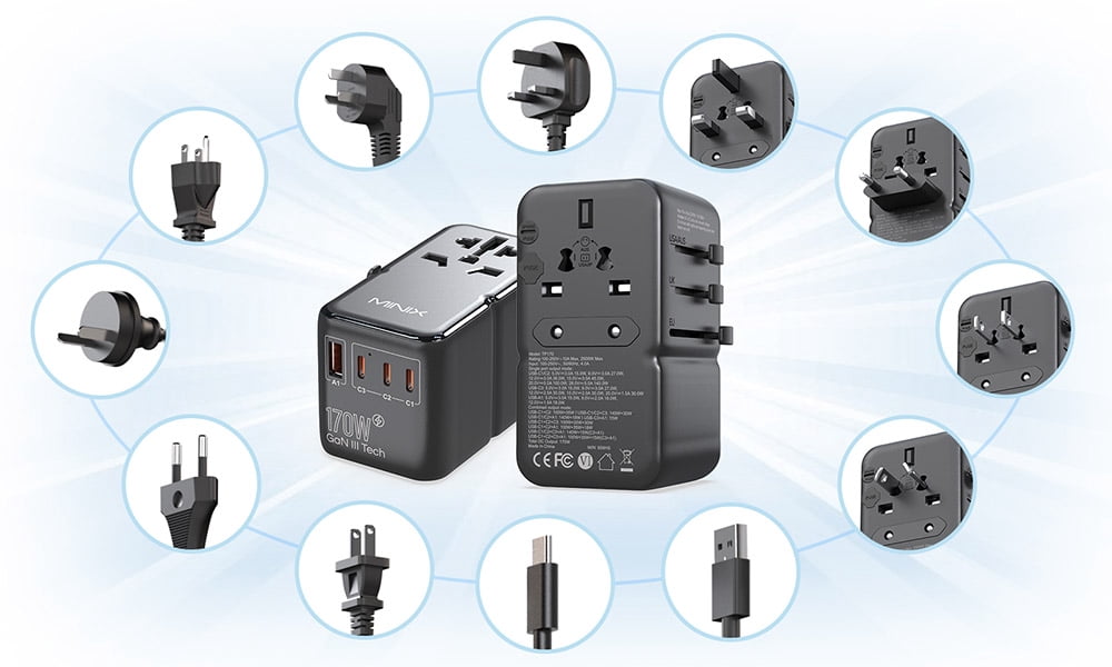 Universal Travel Adapter,170W Plug Adapter for USA EU UK AUS,Power ...