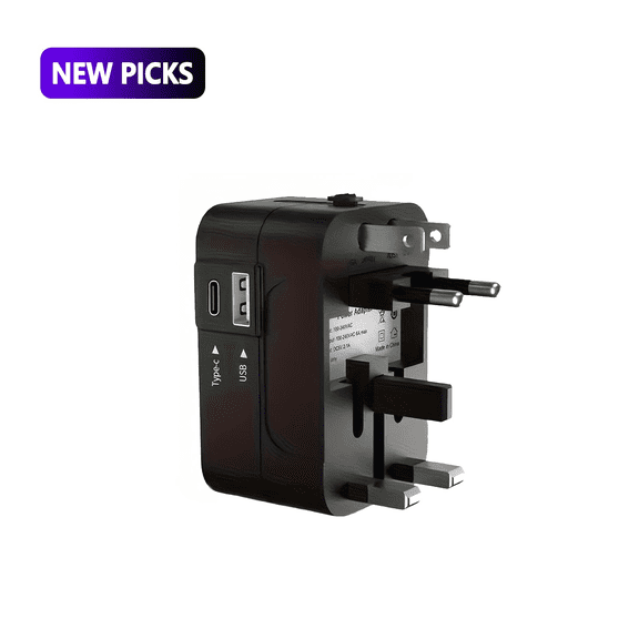 Universal Travel Adapter, All-in-One International Wall Charger with USB & Type-C Ports, Worldwide Plug Adapter for US, EU, UK, AU