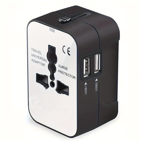 Universal Travel Adapter Fast Charger, All in One Plug Adapter With 2 USB-C PD20W GaN Worldwide Power Adapter International Wall Charger Foldable Plug Converter Travel Essential for Europe UK US Asia