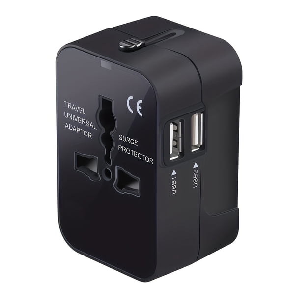 Universal Travel Adapter Fast Charger, All in One Plug Adapter With 2 USB-C PD20W GaN Worldwide Power Adapter International Wall Charger Foldable Plug Converter Travel Essential for Europe UK US Asia