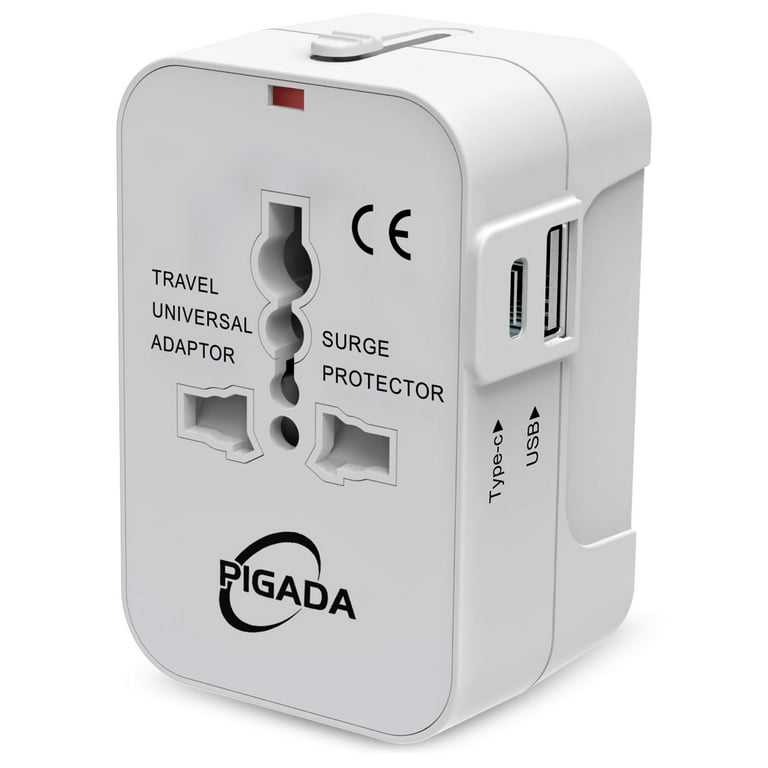 All In One Universal USB Travel Power Adapter With 3 USB Port And Type-C International Wall Charger Worldwide AC Power Plug 8 Pin AC Socket For Multi-Nation Travel UK, EU, AU, Asia