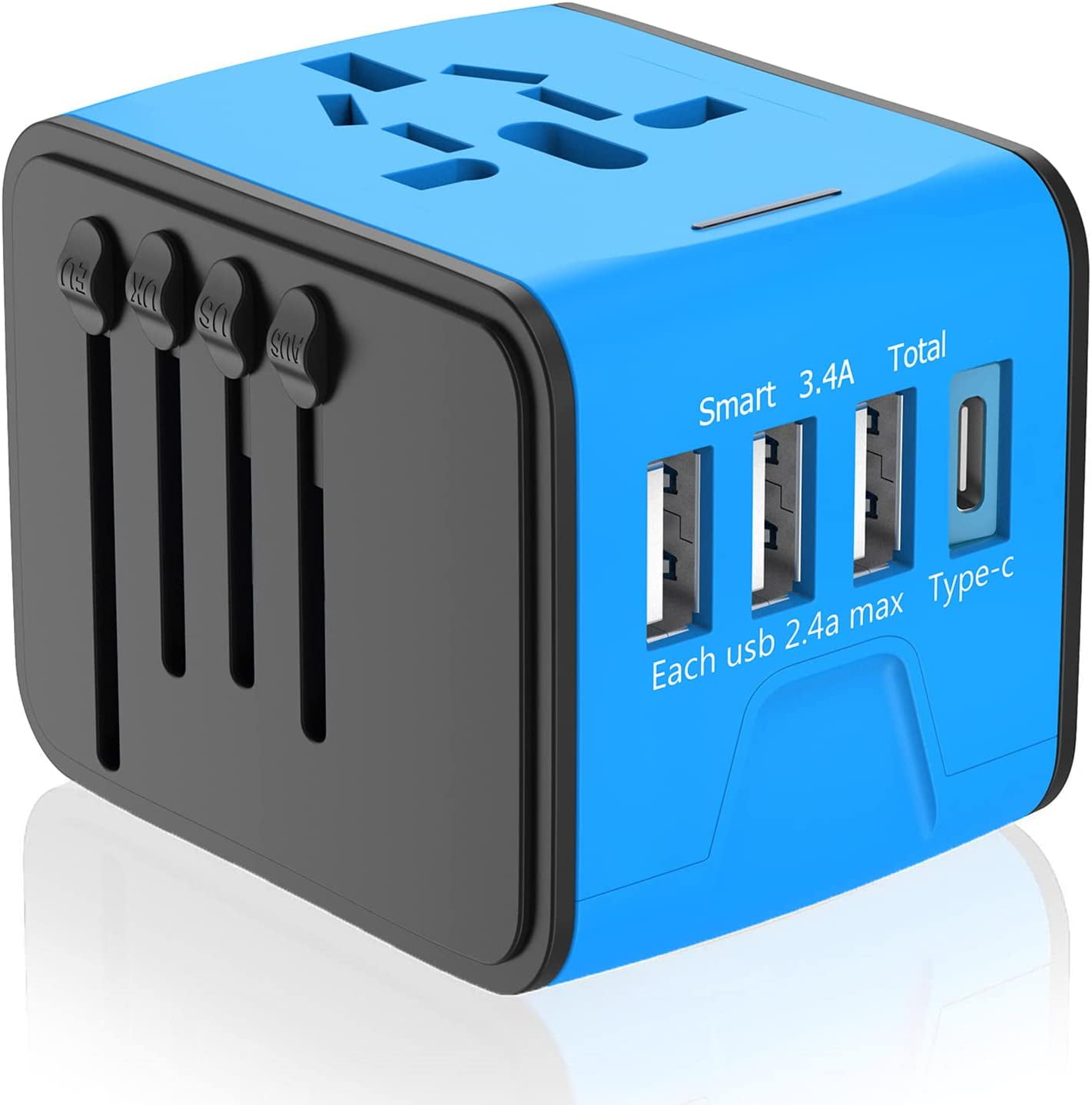 TESSAN Travel Adapter International Universal Power Adapter with 1 Type C &  3 USB Ports Worldwide Wall Charger for UK/EU/AU/US