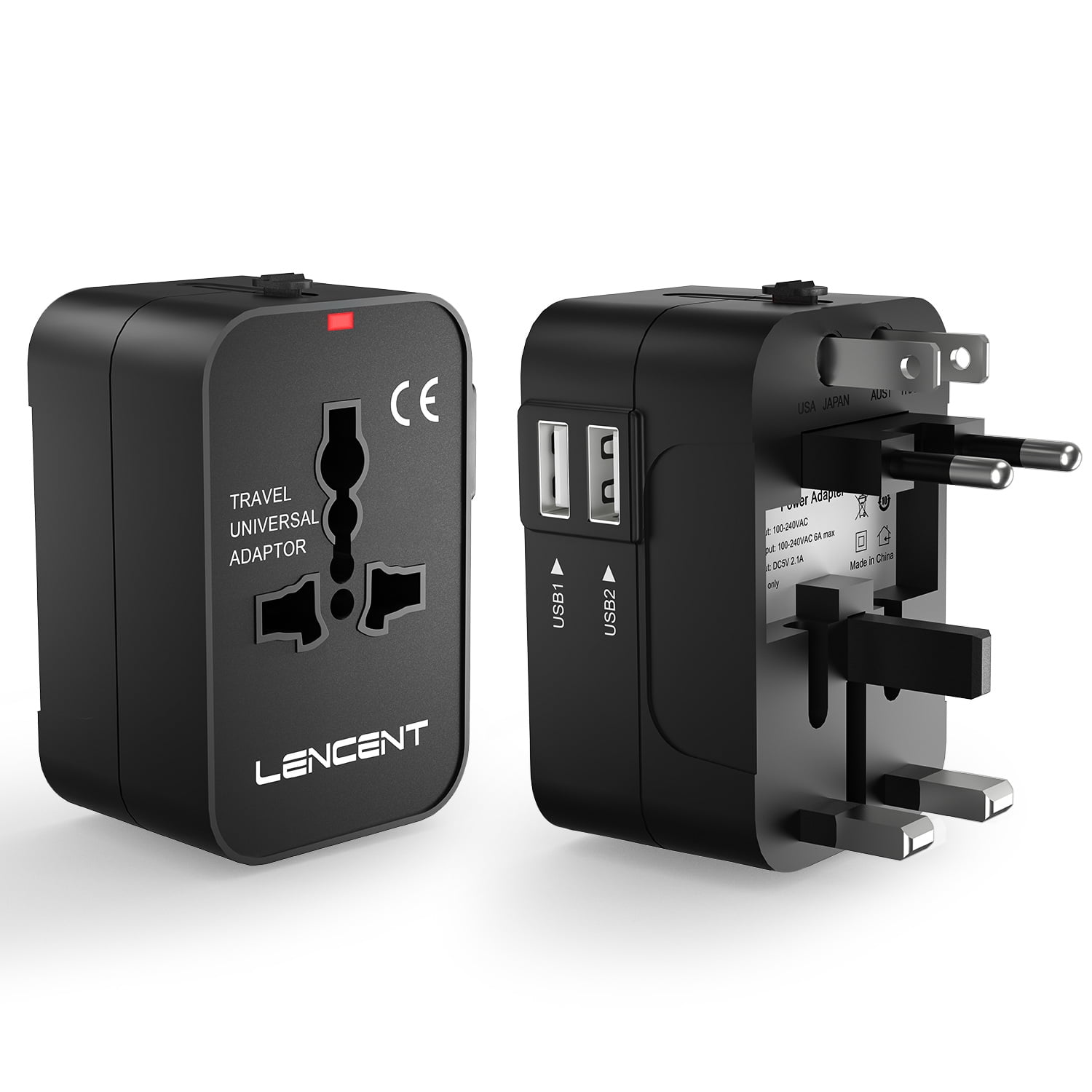 Universal Travel Adapter, LENCENT All in One International Power Adapter Charger Dual Ports for UK Europe Australia China over 200+ Countries in the World - Walmart.com