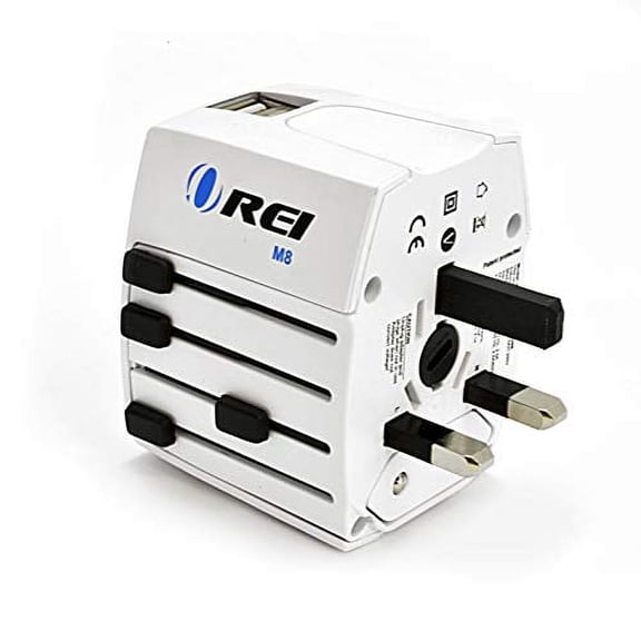 Universal Travel Adapter OREI All in One International Power Adapter with 2.4A Dual USB, European Adapter Travel Power Adapter Wall Charger for UK, EU, AU, Asia Covers 150+ Countries