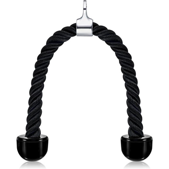 Universal Tricep Rope Pull Down, 27 Inch Heavy Duty Rope Length, Easy to Grip & Non Slip Workout Exercise Machine Attachment, Suitable for Professional Gyms