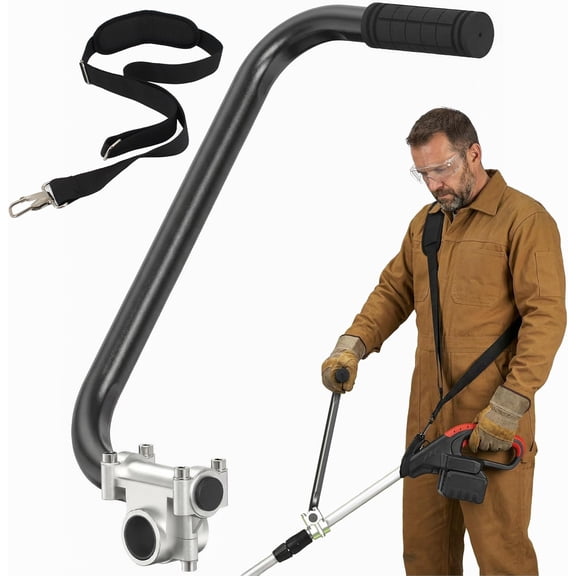 Universal Trimmer Handle Extension with Adjustable Shoulder Strap, Back-Saving Weed Eater Handle for 26-28mm Shafts