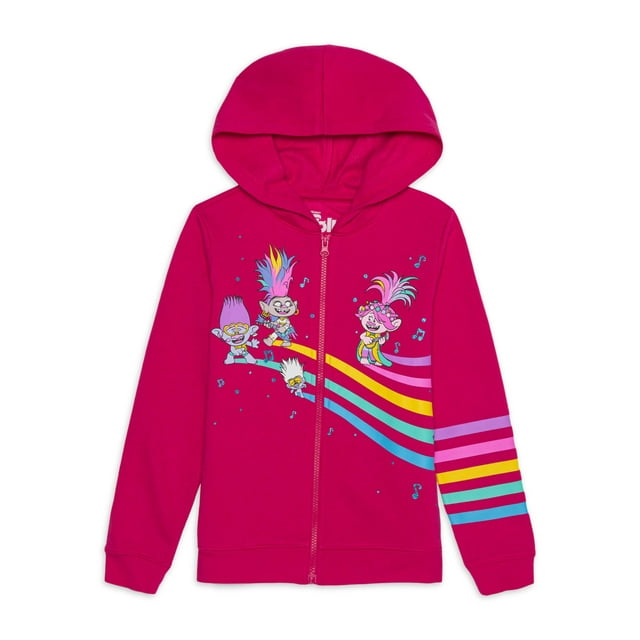 Universal Trolls Poppy Girls Glitter Rainbow Zip-Up Hoodie, Sizes 4-16
