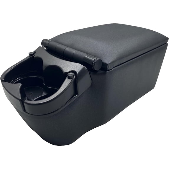 Universal Truck Seat/Bench Contractor Center Console Business Organizer and Storage with Adjustable Cup Holders, Clip Board, and Padded Top Lid for Armrest Back Black