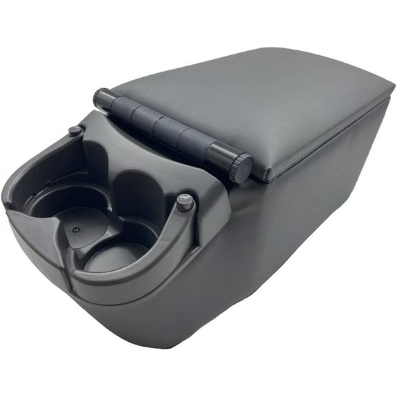 Universal Truck Seat/Bench Contractor Center Console Business Organizer and Storage with Adjustable Cup Holders, Clip Board, and Padded Top Lid for Armrest, Grey