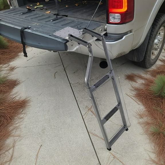 Universal Trucks Tailgate Ladder - Foldable Height Adjustable Ladder for SUV & RV | Compact Design with Reinforced Steps | Vehicle Access & Cargo Access Solution