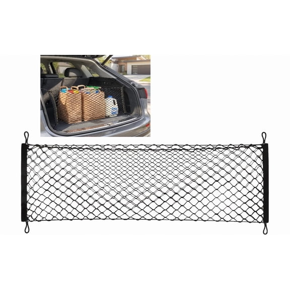Universal Trunk Cargo Net – Stretchable Double-Layer Car Organizer Net for SUV, Truck, Van, Secure Groceries, Tools & Emergency Kits