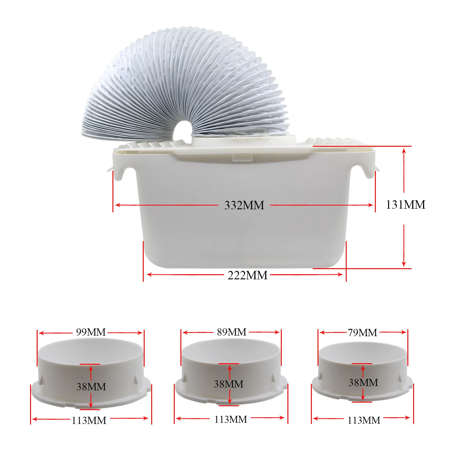 Universal Tumble Dryer Condenser Kits Vent Hose Ventillation Kit Box Part With 6' Hose PVC Flexible Stretch Hose Exhaust Duct
