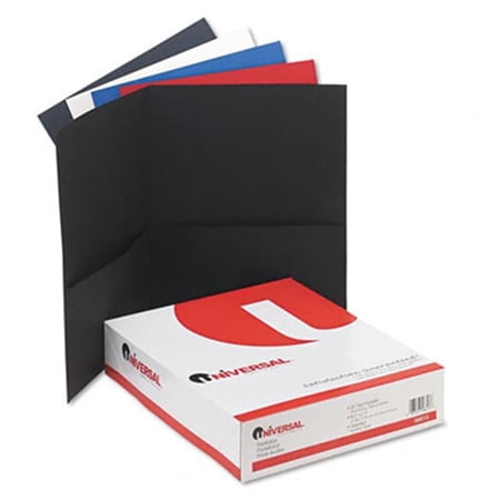 Universal Two-Pocket Portfolio Embossed Leather Grain Paper Assorted Colors
