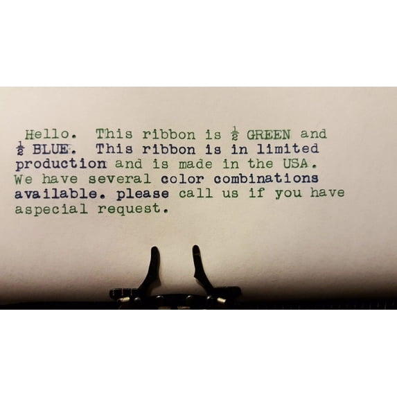 Universal Typewriter Ink Ribbon - Blue and Green Ink Ribbon - Made in USA