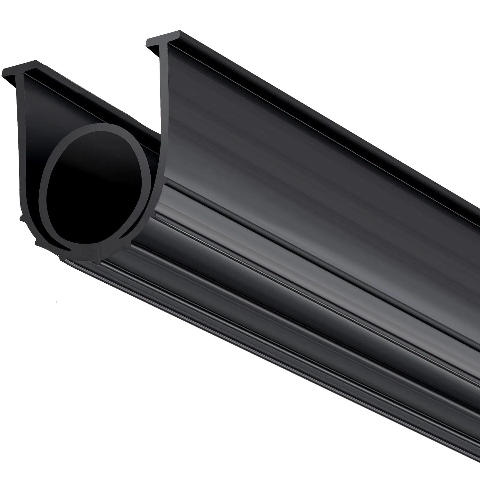 Universal U-Shaped Garage Door Bottom Seal with O-Ring,Weatherproof Rubber Weather Stripping,16 Ft Black,5/16 Inch T-Ends,3 3/4 Inch Width