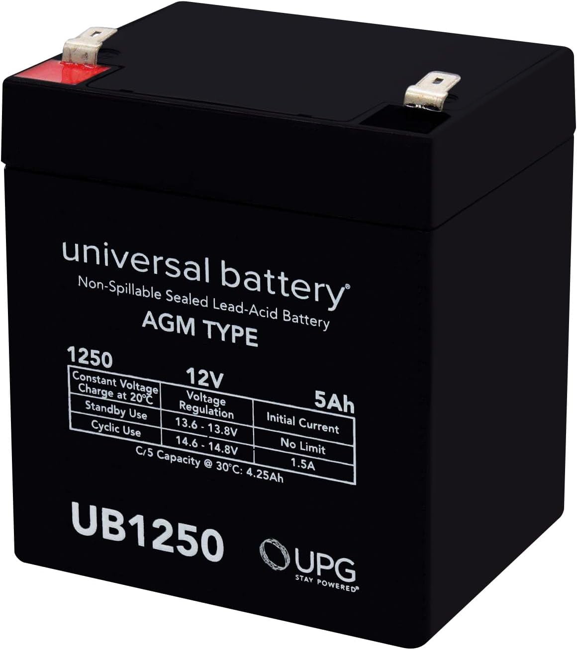 Universal UB1250 D5741 SLA Battery 12V/ 5AH .187 Tt