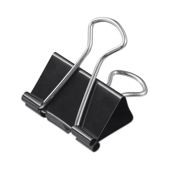 Universal UNV11060 Binder Clips with Storage Tub - Mini, Black/Silver (60/Pack)