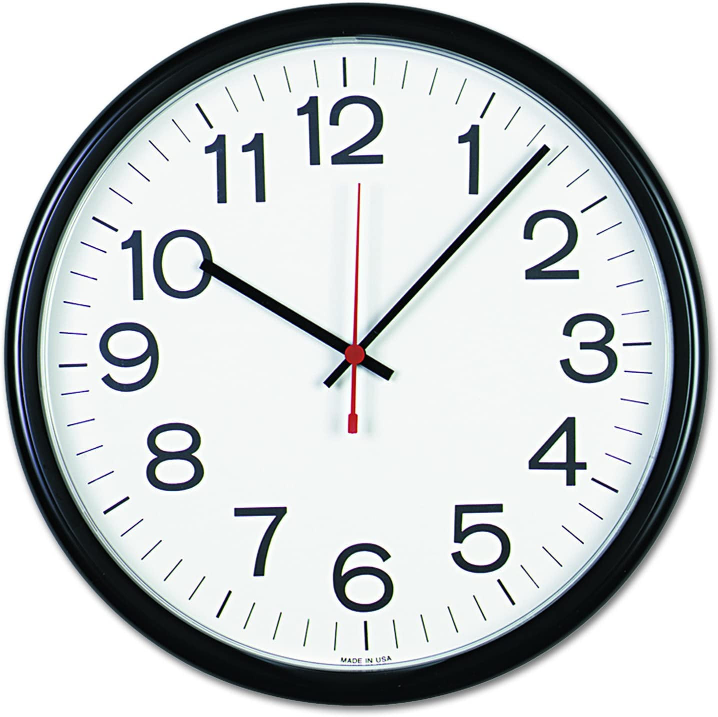 Universal UNV11381 13.5 in. dia. Indoor/Outdoor Round Wall Clock - Black Case