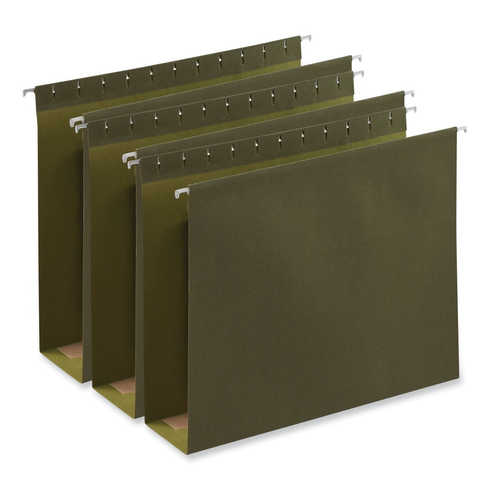 Universal UNV14143 25-Piece Box Bottom Letter Size 1/5-Cut Tab Hanging File Folders - Standard Green