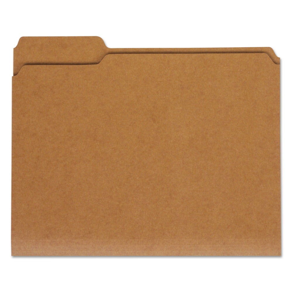 Universal UNV16133EE Reinforced Kraft 1/3-Cut Assorted Top Tab File Folders  - Letter Size, Brown (100/Box)