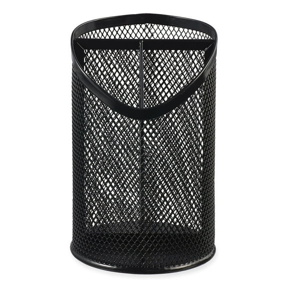 Universal Metal Mesh 3-Compartment Pencil Cup 4.13" x 6"h Black UNV20019