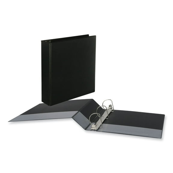 Universal Slant D-Ring View Binder, 3 Rings, 2" Capacity, 11 x 8.5, Black, 6/Carton