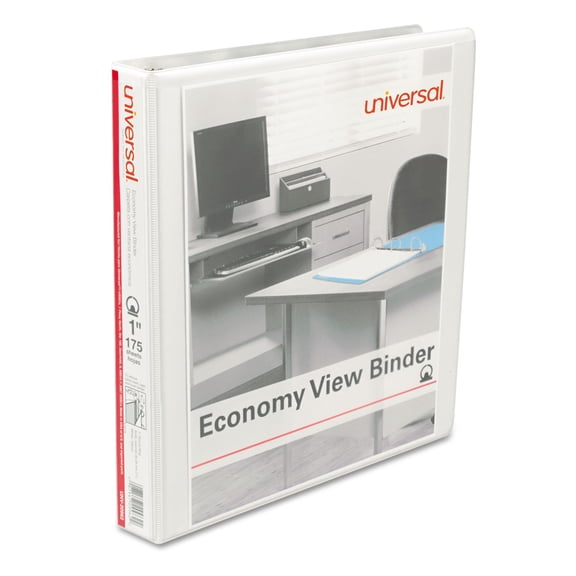 Universal UNV20962CT Economy 11 x 8.5 1 in. Capacity Round Ring View Binder, 3 Rings - White (12/Carton)