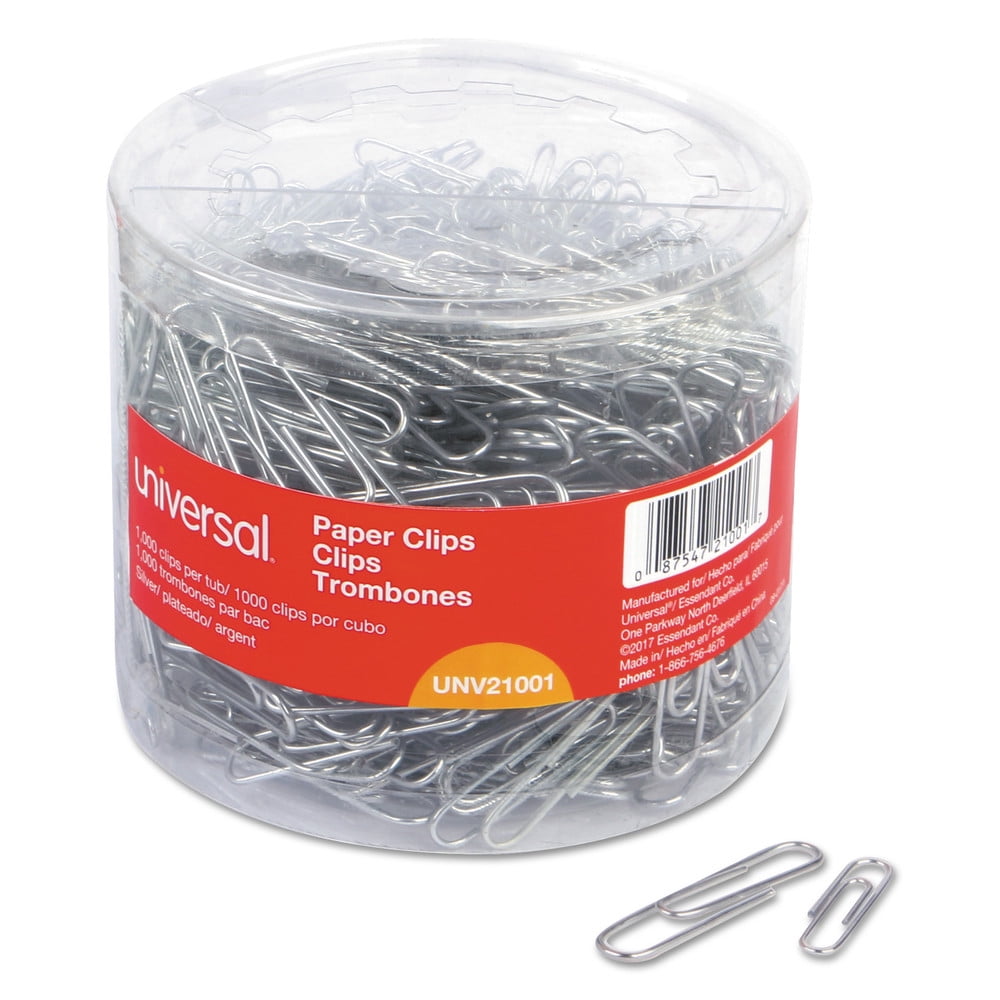 Universal UNV21001 Plastic-Coated Paper Clips - Assorted Sizes Silver (1000/ Pack) 