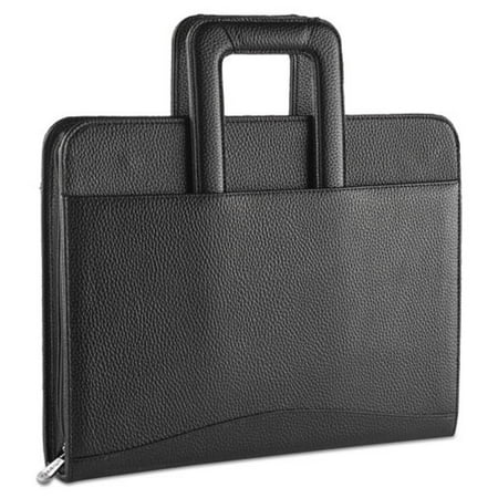 Universal UNV25650 14.5 in. x 2.5 in. x 11.5 in. Vinyl Zip-Around Padfolio - Black