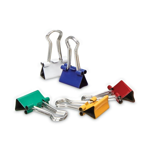 Universal UNV31027 Binder Clips with Storage Tub - Mini, Assorted (60/Pack)