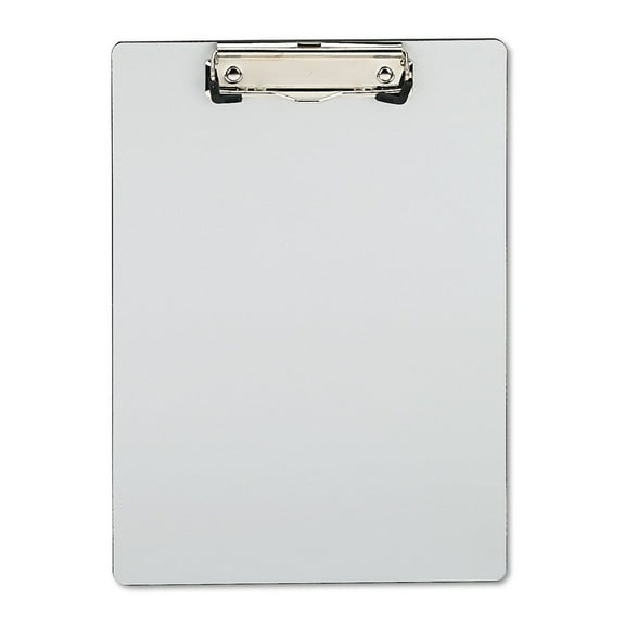 Universal UNV40303 0.5 in. Clip Capacity 8.5 in. x 11 in. Portrait Orientation Plastic Brushed Aluminum Clipboard - Silver