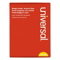 Universal UNV56005 3 in. x 4 in. Badge Holders with Neck Lanyards and White Inserts - Clear (100/Kit)