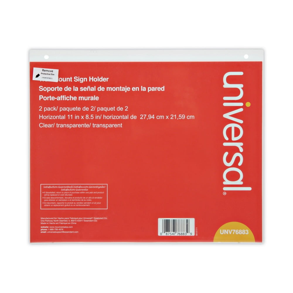 Wall Mount Sign Holder, 11 x 8.5, Horizontal, Clear, 2/Pack Wall Mount Sign Holder, 11 x 8.5, Horizontal, Clear, 2/Pack