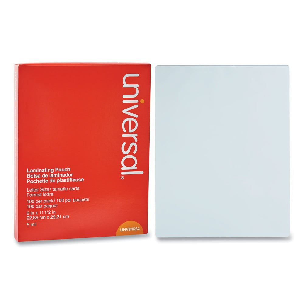 Universal UNV84624 9 in. x 11.5 in. 5 mil Laminating Pouches - Gloss Clear (100/Pack)