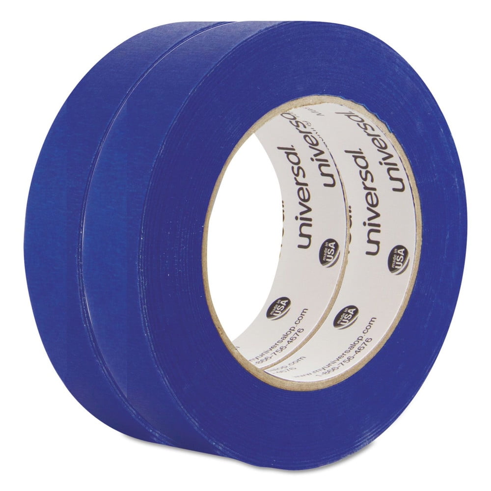 Universal Premium Blue Masking Tape with UV Resistance, 3" Core, 24 mm x 54.8 m, Blue, 2/Pack -UNVPT14025