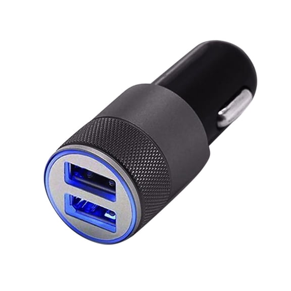 Universal USB Car Charger Socket 12V Adapter Port Plug Twin Inlet Vehicle Power, Grey