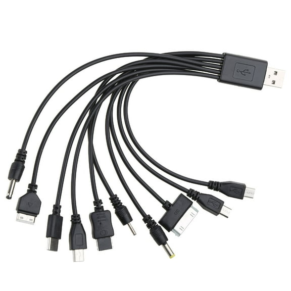 Universal USB To Multi Plug Cellphone Charger Cable 10 in 1 USB Cable For Smartphone Charger Cable 20CM/7.87in