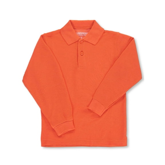 Universal Unisex L/S Pique Polo (Sizes 8 - 20) Color: orange Size: 18