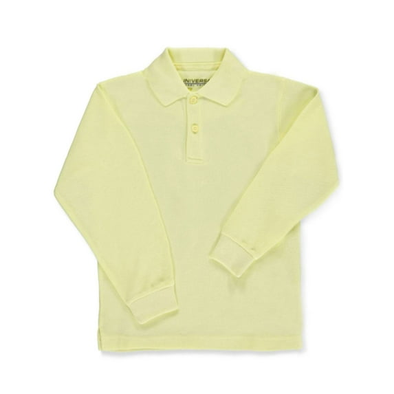 Universal Unisex L/S Pique Polo (Sizes 8 - 20) - yellow, 16 (Big Girls)