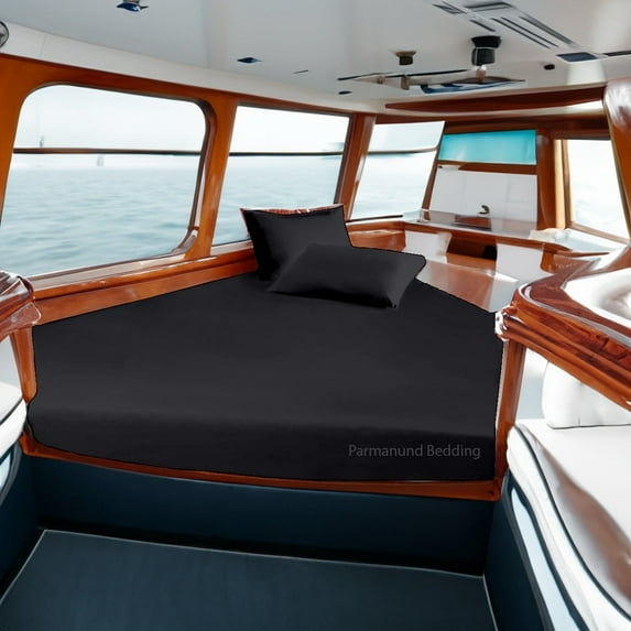 Universal V Berth 3 Piece 100% Egyptian Cotton 800TC The Best Boat V Berth Bedding Fits mattresses up to 4” Depth Durable & Easy Washable - Great Gift for Boaters ( Dark Gray )
