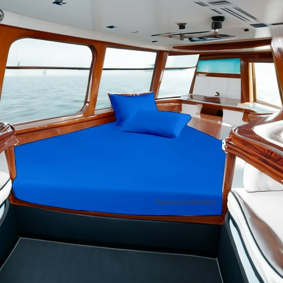 Universal V Berth 4 Piece 100% Egyptian Cotton 800TC The Best Boat V Berth Bedding Fits mattresses up to 8” Depth Durable & Easy Washable - Great Gift for Boaters ( Egyptian Blue )