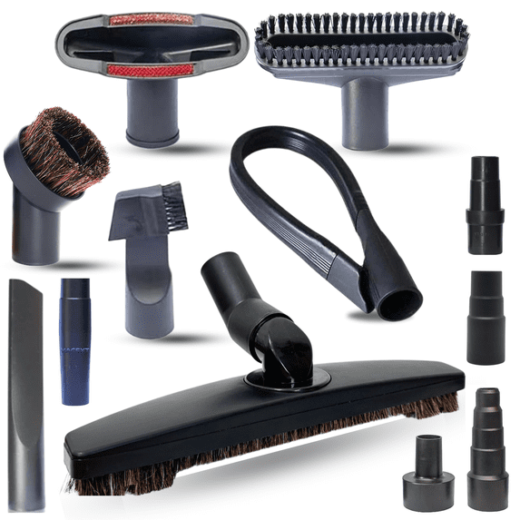 12 Pcs Universal Vacuum Attachments & Brushes Kit - Hardwood Floor Vacuum Brush Head Attachment & Shop-vacs Accessories - Universal Vacuum Hose Adapter Kit & Dryer vent Flexible Crevice Attachment