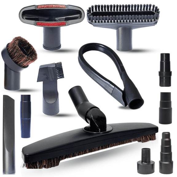 12 Pcs Universal Vacuum Attachments & Brushes Kit - Hardwood Floor Vacuum Brush Head Attachment & Shop-vacs Accessories - Universal Vacuum Hose Adapter Kit & Dryer vent Flexible Crevice Attachment