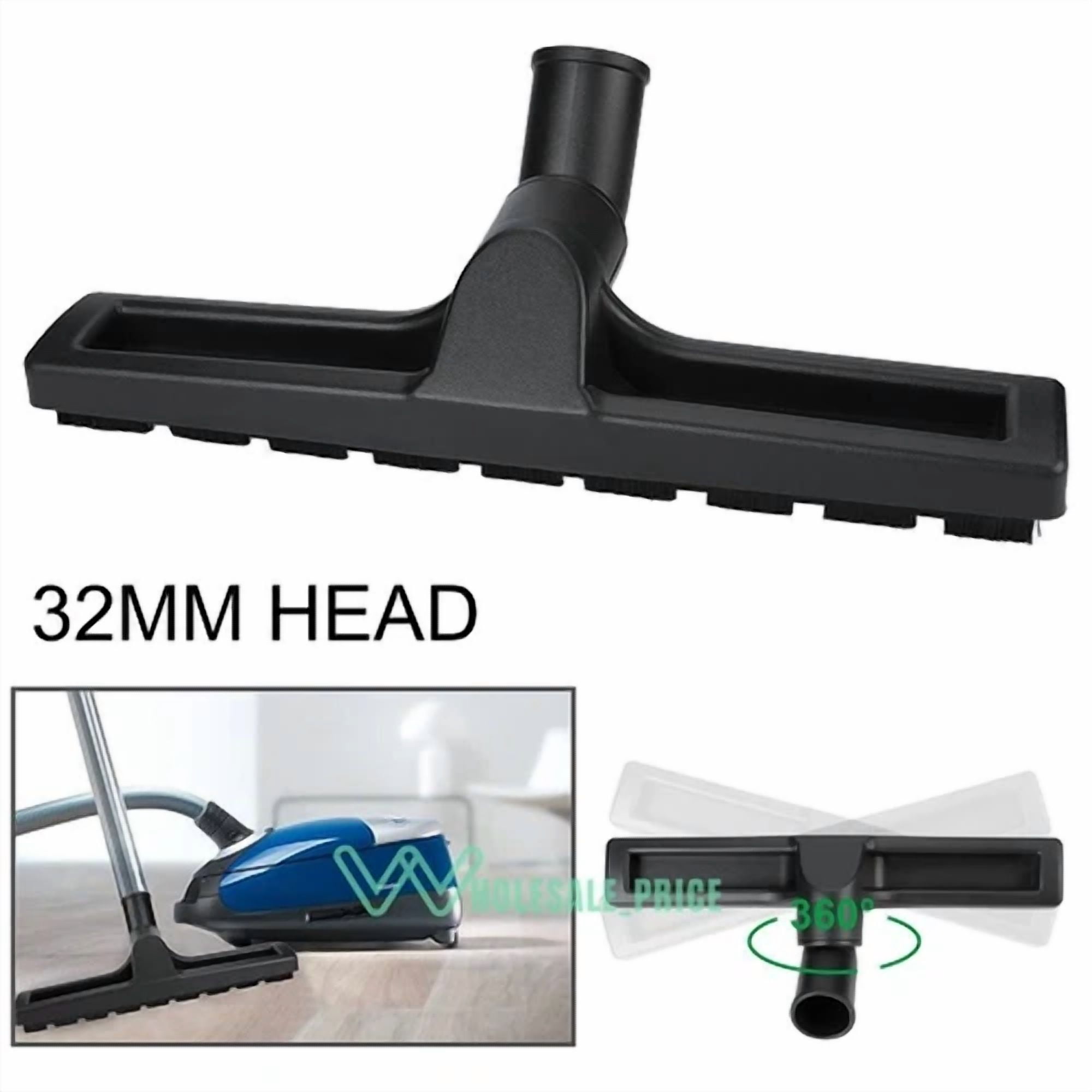 Universal Vacuum Cleaner 32Mm Carpet Floor Nozzle Brush Attachment Swivel Head
